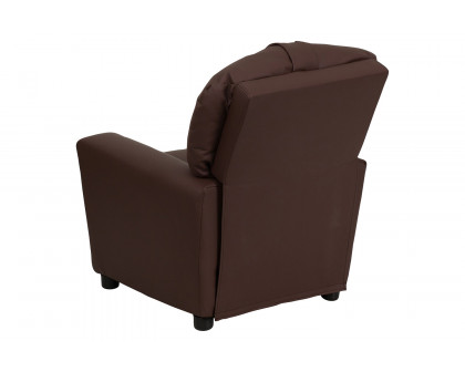 BLNK™ Chandler LeatherSoft Contemporary Kids Recliner with Cup Holder - Brown