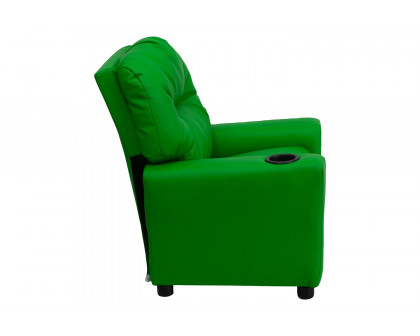 BLNK - Chandler Contemporary Green Vinyl Kids Recliner with Cup Holder