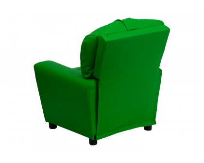 BLNK - Chandler Contemporary Green Vinyl Kids Recliner with Cup Holder