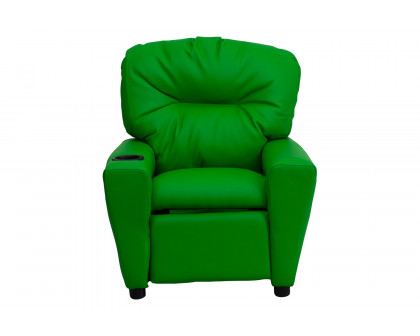 BLNK - Chandler Contemporary Green Vinyl Kids Recliner with Cup Holder