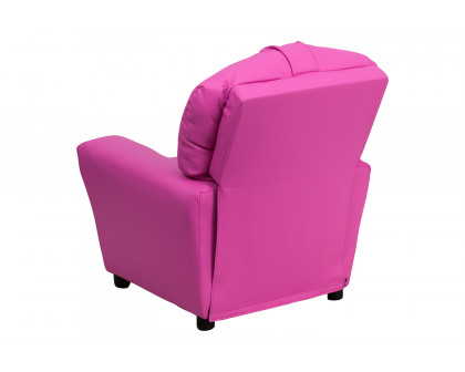 BLNK Chandler Vinyl Contemporary Kids Recliner with Cup Holder - Hot Pink