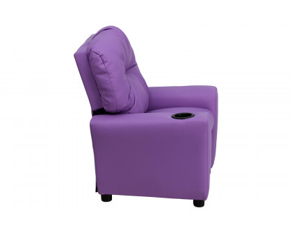 BLNK Chandler Vinyl Contemporary Kids Recliner with Cup Holder - Lavender