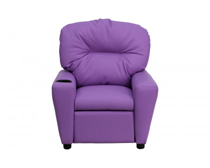 BLNK Chandler Vinyl Contemporary Kids Recliner with Cup Holder - Lavender