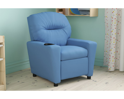 BLNK Chandler Vinyl Contemporary Kids Recliner with Cup Holder