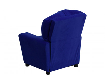 BLNK™ Chandler Microfiber Contemporary Kids Recliner with Cup Holder - Blue