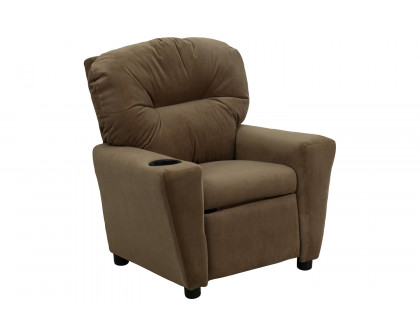 BLNK Chandler Microfiber Contemporary Kids Recliner with Cup Holder - Brown