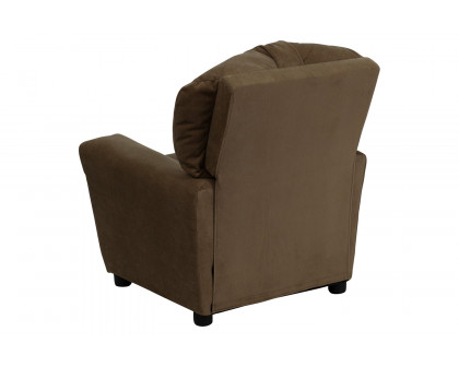 BLNK Chandler Microfiber Contemporary Kids Recliner with Cup Holder - Brown