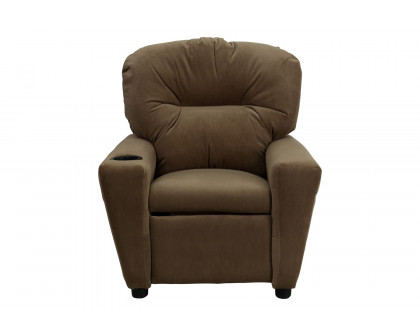 BLNK Chandler Microfiber Contemporary Kids Recliner with Cup Holder - Brown