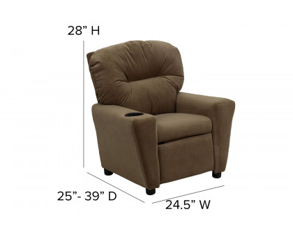 BLNK Chandler Microfiber Contemporary Kids Recliner with Cup Holder - Brown