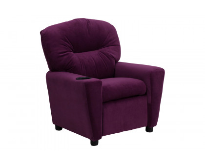 BLNK Chandler Microfiber Contemporary Kids Recliner with Cup Holder - Purple