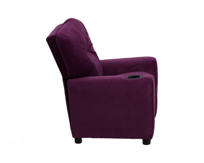 BLNK Chandler Microfiber Contemporary Kids Recliner with Cup Holder - Purple