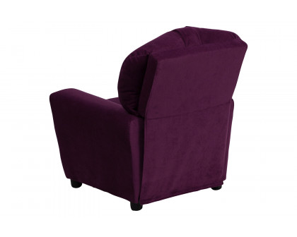 BLNK Chandler Microfiber Contemporary Kids Recliner with Cup Holder - Purple