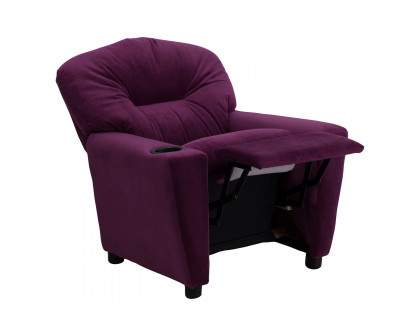 BLNK Chandler Microfiber Contemporary Kids Recliner with Cup Holder - Purple