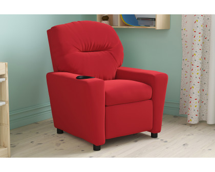 BLNK Chandler Microfiber Contemporary Kids Recliner with Cup Holder