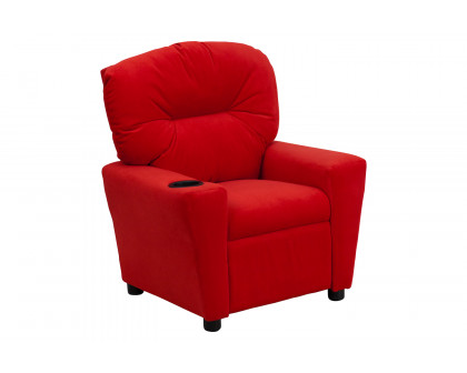 BLNK™ Chandler Microfiber Contemporary Kids Recliner with Cup Holder - Red