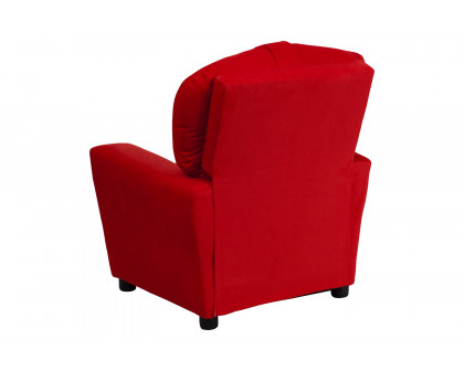 BLNK™ Chandler Microfiber Contemporary Kids Recliner with Cup Holder - Red