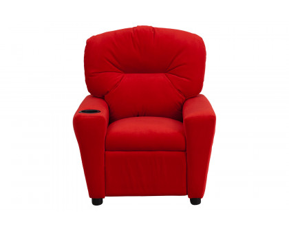 BLNK™ Chandler Microfiber Contemporary Kids Recliner with Cup Holder - Red