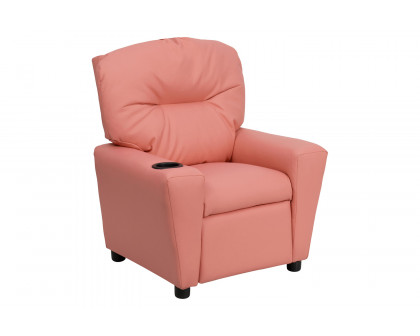 BLNK Chandler Vinyl Contemporary Kids Recliner with Cup Holder - Pink