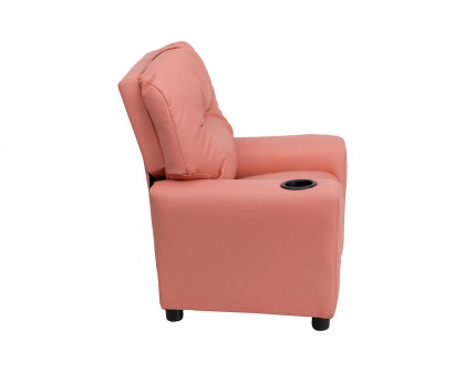 BLNK Chandler Vinyl Contemporary Kids Recliner with Cup Holder - Pink