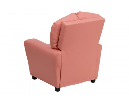 BLNK Chandler Vinyl Contemporary Kids Recliner with Cup Holder - Pink