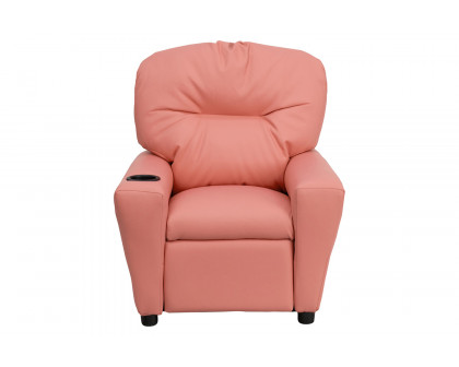 BLNK Chandler Vinyl Contemporary Kids Recliner with Cup Holder - Pink