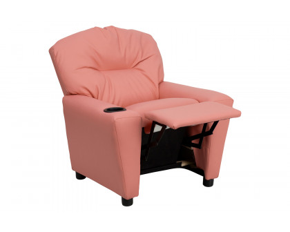 BLNK Chandler Vinyl Contemporary Kids Recliner with Cup Holder - Pink