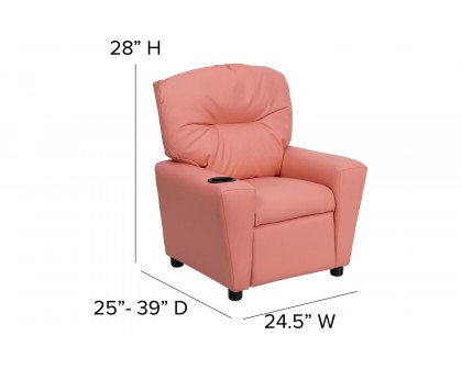 BLNK Chandler Vinyl Contemporary Kids Recliner with Cup Holder - Pink