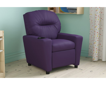 BLNK Chandler Vinyl Contemporary Kids Recliner with Cup Holder