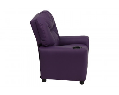 BLNK Chandler Vinyl Contemporary Kids Recliner with Cup Holder - Purple