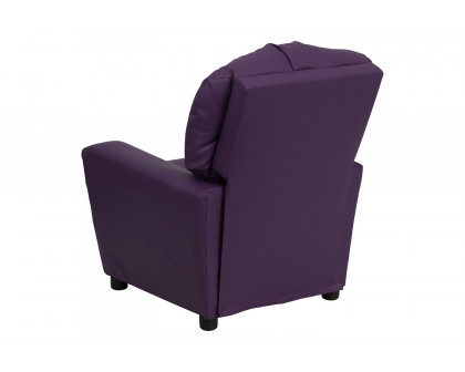 BLNK Chandler Vinyl Contemporary Kids Recliner with Cup Holder - Purple