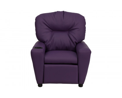 BLNK Chandler Vinyl Contemporary Kids Recliner with Cup Holder - Purple