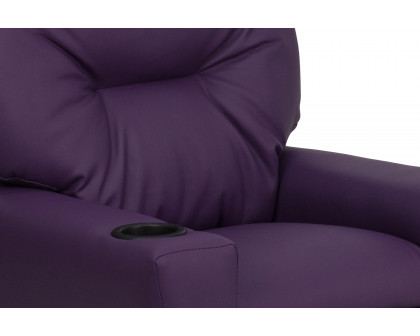 BLNK Chandler Vinyl Contemporary Kids Recliner with Cup Holder - Purple