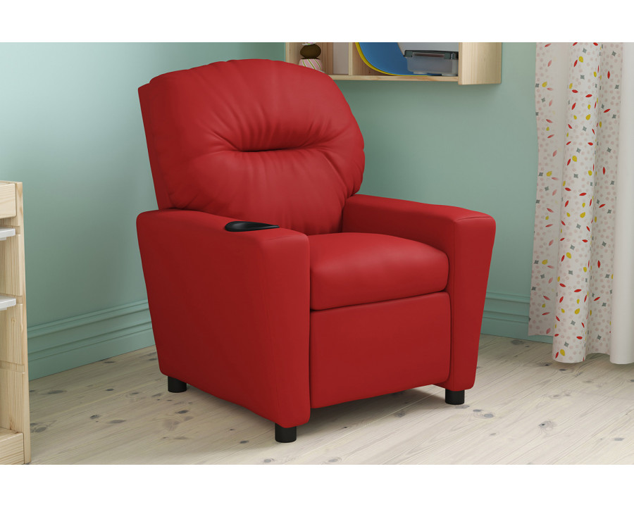 BLNK Chandler Vinyl Contemporary Kids Recliner with Cup Holder