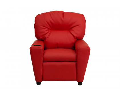 BLNK Chandler Vinyl Contemporary Kids Recliner with Cup Holder - Red