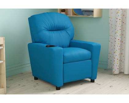 BLNK Chandler Vinyl Contemporary Kids Recliner with Cup Holder