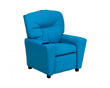 BLNK Chandler Vinyl Contemporary Kids Recliner with Cup Holder - Turquoise