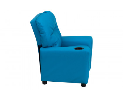 BLNK Chandler Vinyl Contemporary Kids Recliner with Cup Holder - Turquoise