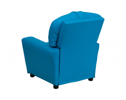 BLNK Chandler Vinyl Contemporary Kids Recliner with Cup Holder - Turquoise