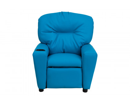 BLNK Chandler Vinyl Contemporary Kids Recliner with Cup Holder - Turquoise