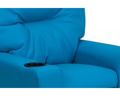 BLNK Chandler Vinyl Contemporary Kids Recliner with Cup Holder - Turquoise