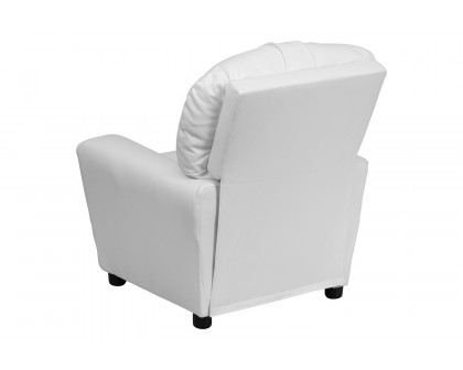 BLNK™ Chandler Vinyl Contemporary Kids Recliner with Cup Holder - White