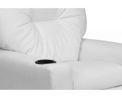 BLNK™ Chandler Vinyl Contemporary Kids Recliner with Cup Holder - White