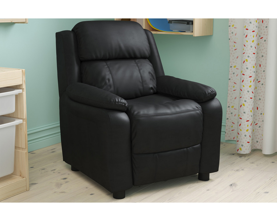 BLNK Charlie Deluxe LeatherSoft Padded Contemporary Kids Recliner with Storage Arms