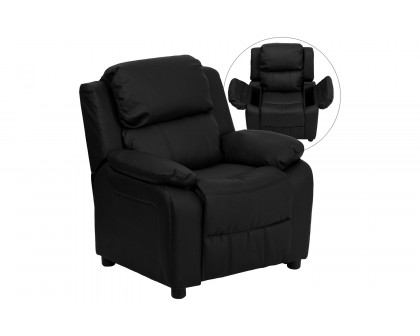 BLNK Charlie Deluxe LeatherSoft Padded Contemporary Kids Recliner with Storage Arms