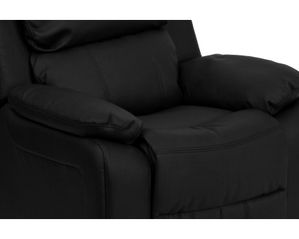 BLNK Charlie Deluxe LeatherSoft Padded Contemporary Kids Recliner with Storage Arms - Black