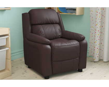 BLNK Charlie Deluxe LeatherSoft Padded Contemporary Kids Recliner with Storage Arms