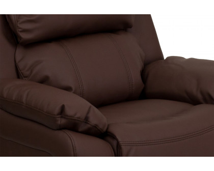 BLNK™ Charlie Deluxe LeatherSoft Padded Contemporary Kids Recliner with Storage Arms - Brown