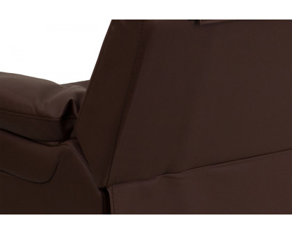 BLNK™ Charlie Deluxe LeatherSoft Padded Contemporary Kids Recliner with Storage Arms - Brown