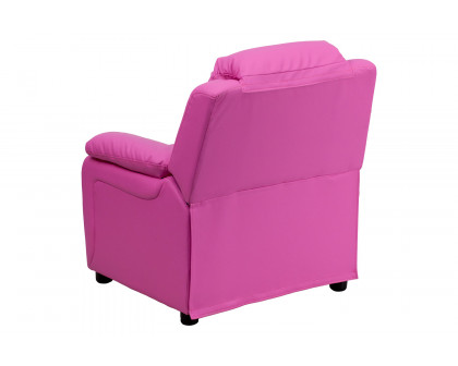 BLNK™ Charlie Deluxe Vinyl Padded Contemporary Kids Recliner with Storage Arms - Hot Pink