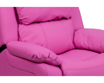 BLNK™ Charlie Deluxe Vinyl Padded Contemporary Kids Recliner with Storage Arms - Hot Pink